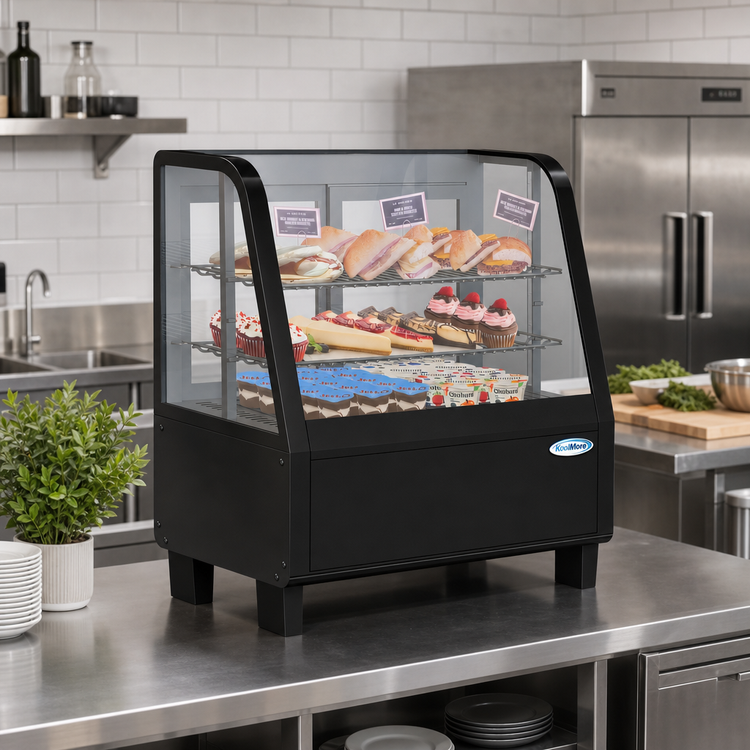 Product image #2 for KoolMore 27-Inch Countertop Refrigerated Display Case, Full Service, Curved Front Glass, 3.6 Cu. Ft., Black