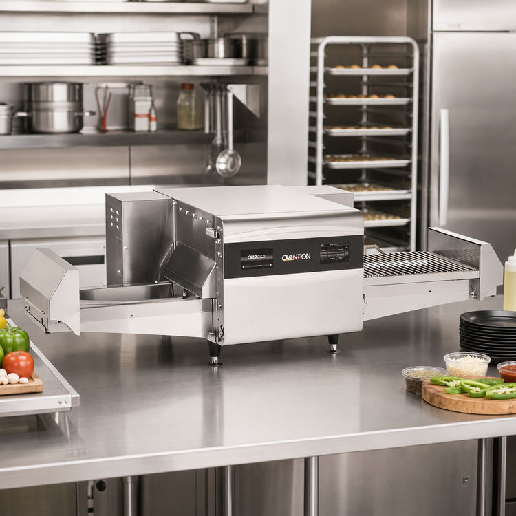 Product image #3 for Ovention Matchbox M1718 Ventless Electric Countertop Single Deck Conveyor Oven with Dual 17 x 18-Inch Cooking Platforms