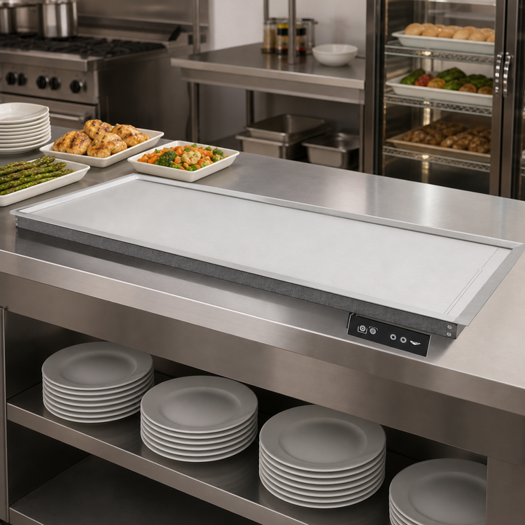 Product image #2 for Vollrath 68-Inch Recessed Drop-In Heated Shelf with Dual Warming Zones, Stainless Steel, 120V