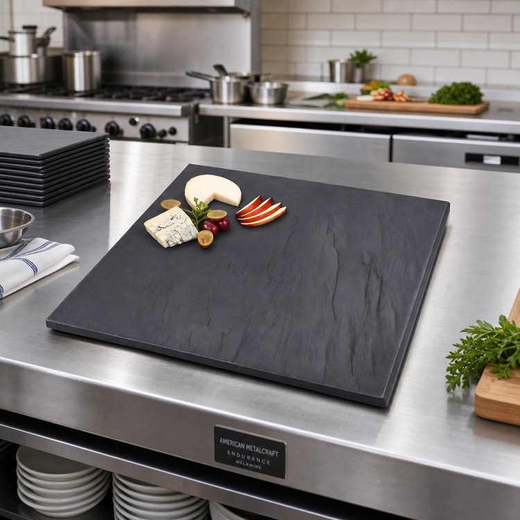 Product image #2 for American Metalcraft Endurance 14-1/2 Inch Square Break-Resistant Melamine Faux Slate Platter