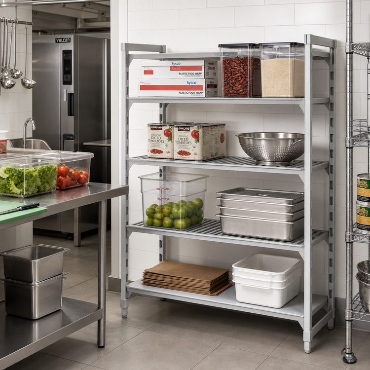 Product image #3 for Cambro Camshelving Premium 30-Inch x 18-Inch x 64-Inch 4-Tier Add-On Polymer Shelving Unit, Vented and Solid