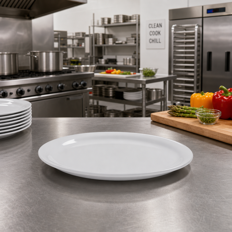 Product image #3 for Jane 10-Inch Round Narrow Rim Break-Resistant White Melamine Plate