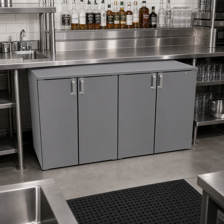Product image #2 for Glastender CP1RB48 Single-Zone Pass-Thru Back Bar Cooler, 48 Inch, Two-Section, Remote Refrigeration, 4 Solid Swing Doors