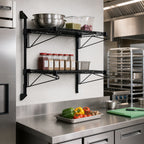 Thumbnail image #2 for Quantum WC34-CB2124BK Wall-Mounted Cantilever Wire Shelving Unit, 2 Shelves, Black Epoxy, 24"W x 21"D