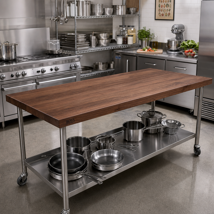 Product image #2 for John Boos Boos Block 72" x 38" American Black Walnut Edge Grain Kitchen Countertop with Varnique Finish