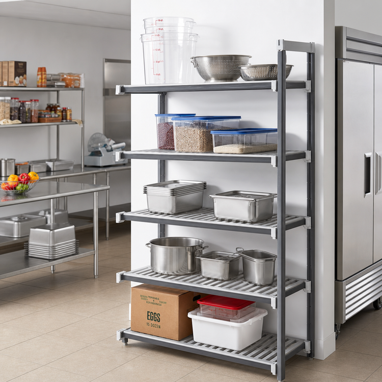 Product image #2 for Cambro Camshelving Elements XTRA 5-Shelf Vented Stationary Add-On Unit, 24 x 21 x 84 Inches, Speckled Gray