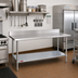 Thumbnail image #2 for Duke 72-Inch x 30-Inch 14-Gauge 300 Series Stainless Steel Work Table with 5-Inch Riser and Galvanized Undershelf