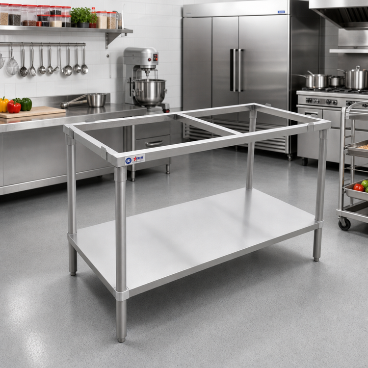 Product image #2 for Stainless Steel Poly-Top Work Table Frame with Undershelf, 72" W x 30" D x 36" H