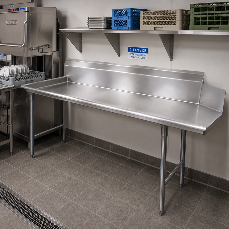 Product image #2 for Advance Tabco Clean-Side Straight Dish Table, Right-to-Left, 83 x 30 Inches, 10-1/2 Inch Backsplash