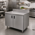 Thumbnail image #2 for Advance Tabco Special Value Series Enclosed Work Table with Cabinet Base, 48 x 24 Inches, 16-Gauge 304 Stainless Steel Top, 5-Inch Backsplash