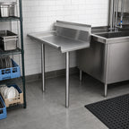 Thumbnail image #2 for Klinger's Trading CDT24L Straight Clean-Side Dish Table, 24 x 30 Inch, 16-Gauge 304 Stainless Steel, 9-Inch Backsplash, Right-to-Left