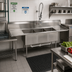 Thumbnail image #2 for BK Resources Three-Compartment Stainless Steel Sink with Left and Right Drainboards, 100-Inch Wide