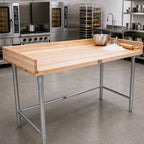 Thumbnail image #2 for John Boos DSB13-X 72" x 36" Baker's Work Table with 1-3/4" Northern Hard Rock Maple Top, 4" Coved Riser and Stainless Steel Braced Base