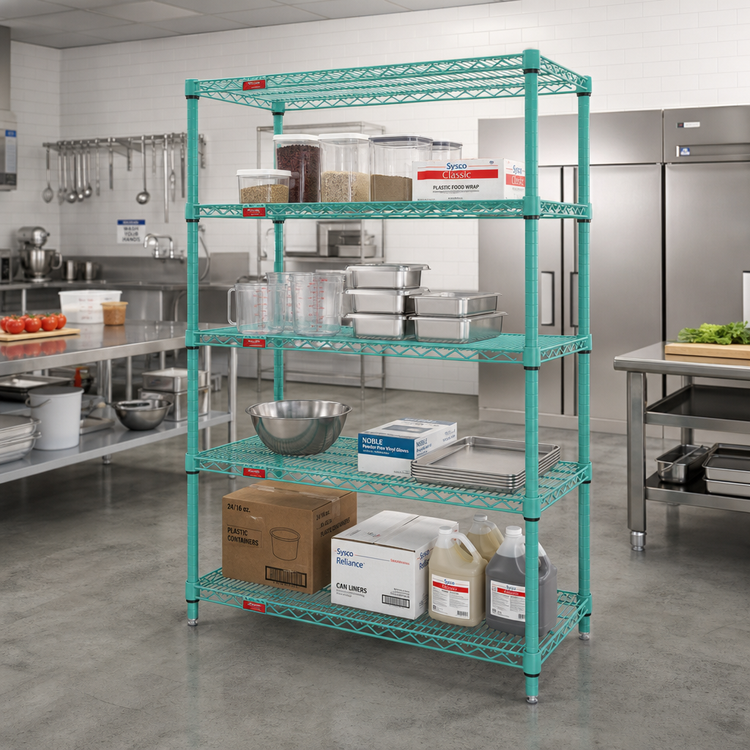 Product image #2 for EagleGard 4-Tier Stationary Wire Shelving Starter Unit, 60W x 24D x 74H, Hybrid Epoxy Finish