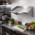 Thumbnail image #2 for Klinger's Trading SW2142 42-Inch Wall-Mounted Slanted 304 Stainless Steel Shelf, 16-Gauge, NSF
