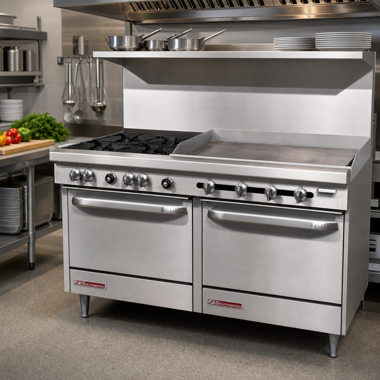 Product image #2 for Southbend S-Series 60-Inch Gas Restaurant Range with 2 Open Burners, 48-Inch Thermostatic Griddle, Convection Oven and Standard Oven
