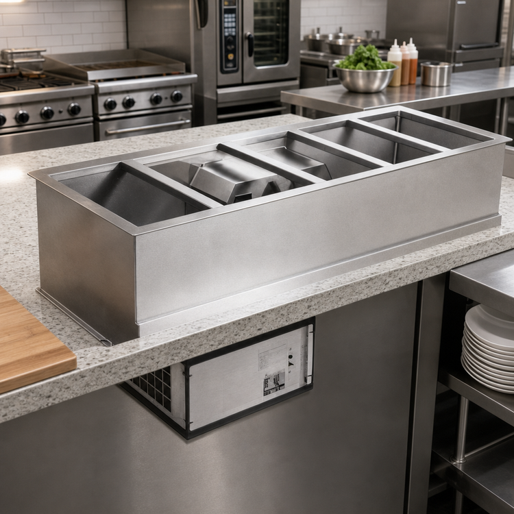 Product image #2 for Atlas Metal WCM-BT-3 3-Pan Self-Contained Refrigerated Cold Food Drop-In Well