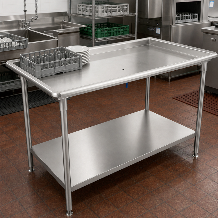 Product image #2 for John Boos 72-7/8-Inch x 30-3/8-Inch Stainless Steel Dish Sorting Table with Raised Edge and Undershelf