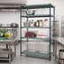 Thumbnail image #2 for Quantum 4-Tier Stationary Wire Plastic Mat Shelving Unit, 72 x 24 x 86 Inches, Green Epoxy Antimicrobial