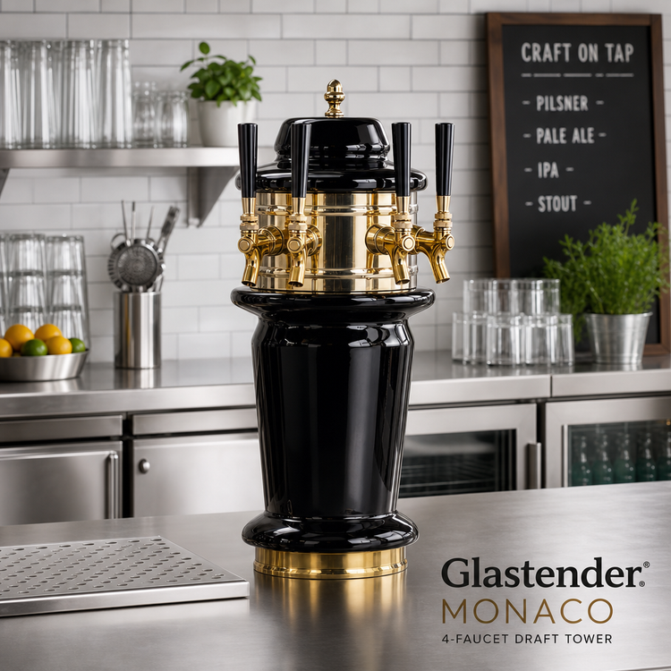 Product image #2 for Glastender Monaco 4-Faucet Polished Brass Air-Cooled Draft Dispensing Tower