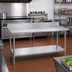 Thumbnail image #2 for Duke 60 Inch x 30 Inch 16-Gauge 400 Series Stainless Steel Work Table with 5 Inch Riser and Galvanized Undershelf
