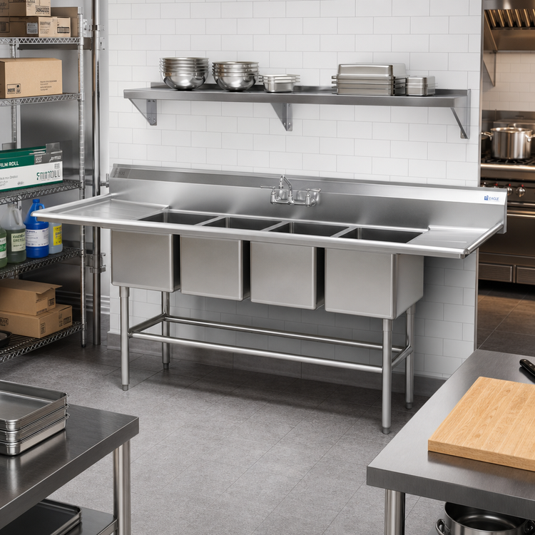 Product image #2 for Eagle Group Spec-Master FN2072-4-14/3 4-Compartment Stainless Steel Commercial Sink