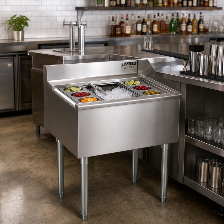 Product image #2 for Eagle Group 2200 Series Modular Underbar Cocktail Unit with 7-Circuit Cold Plate and 8-Inch Ice Bin