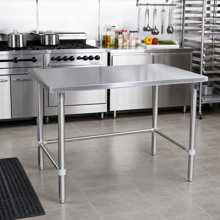 Product image #2 for Stallion 60" x 30" Stainless Steel Work Table with Safety Edge and Galvanized Base