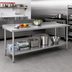 Thumbnail image #2 for Budget Series 144-Inch x 24-Inch 430 Stainless Steel Work Table with Rear Upturn and Adjustable Undershelf