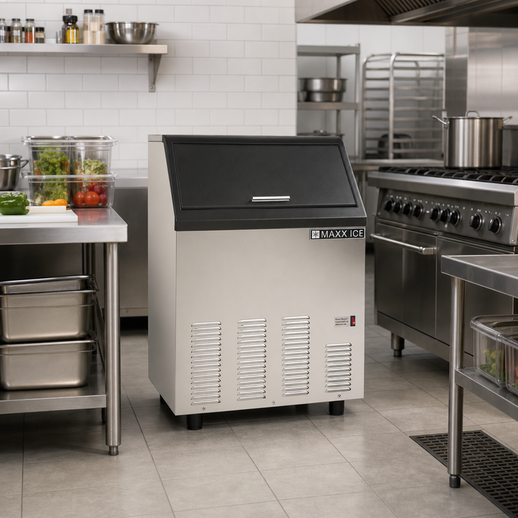 Product image #2 for Maxx Ice Self-Contained Bullet Ice Machine with Bin, Air-Cooled, 110 lb. Daily Production, 35 lb. Storage