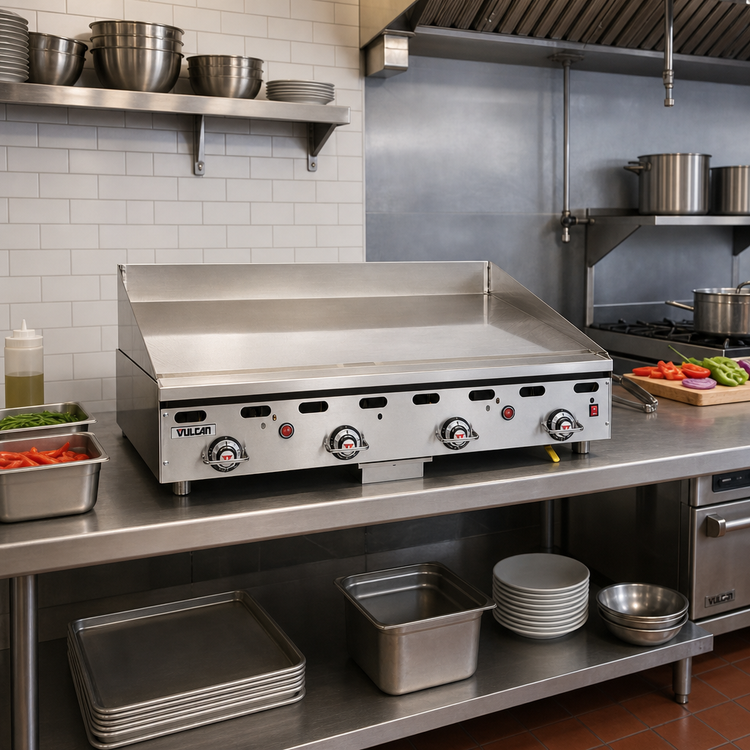 Product image #3 for Vulcan 36-Inch Heavy Duty Countertop Gas Griddle with 24-Inch Deep Polished Steel Cooking Surface