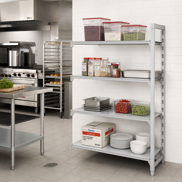 Product image #3 for Cambro Camshelving Premium 4-Shelf Solid Add-On Stationary Polymer Shelving Unit, 18 x 30 x 84 Inches