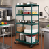 Thumbnail image #2 for QuadPLUS 5-Tier Mobile Starter Wire Shelving Unit, 48W x 18D x 74H, Green Epoxy Finish