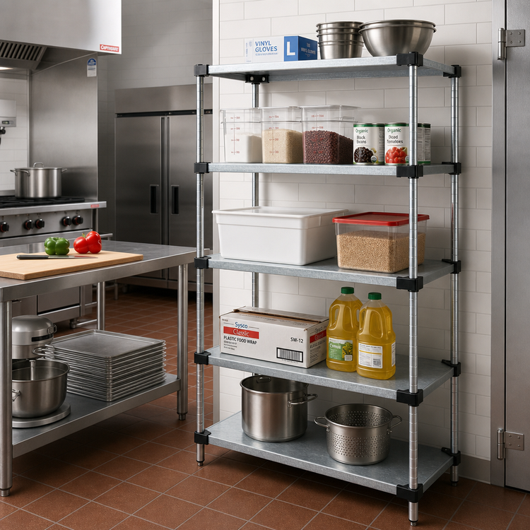 Product image #2 for Quantum Stationary Solid Shelving Starter Kit with 5 Solid Shelves, 24 x 21 x 74 Inches
