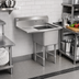 Thumbnail image #2 for Steel Works Stainless 1-Compartment Commercial Sink with Left Drainboard, 16 x 20 x 12 Inch Bowl