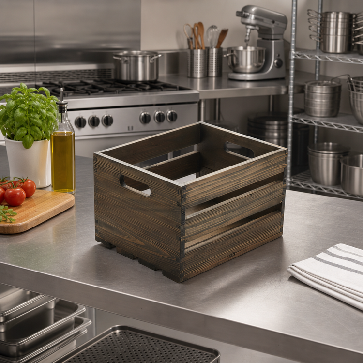 Product image #2 for Half-Size Vintage Rectangular Wood Serving Crate