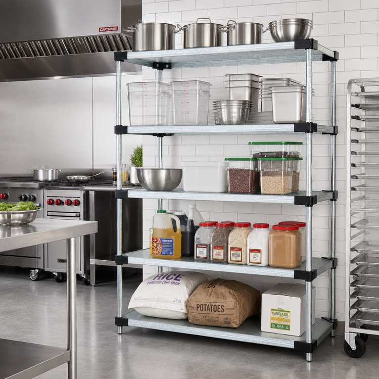 Product image #2 for Quantum Stationary Solid Shelving Starter Kit, 72W x 18D x 63H, 5 Shelves