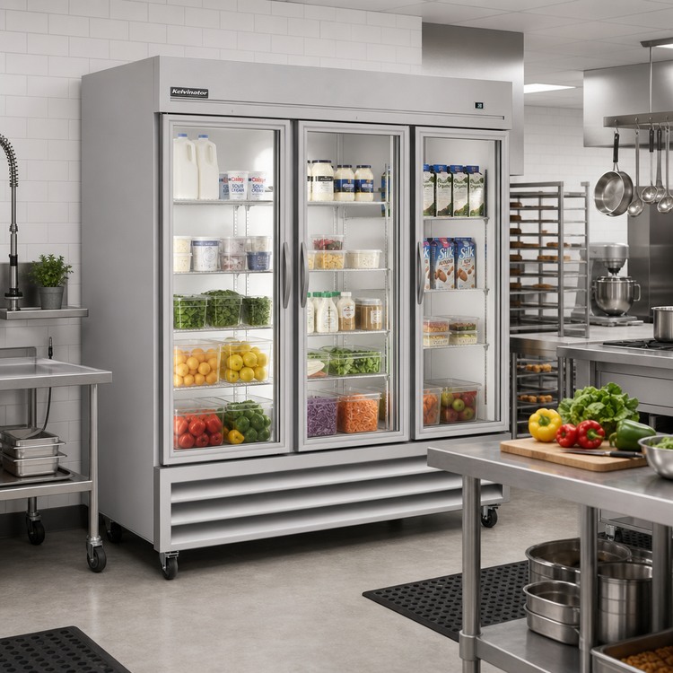 Product image #2 for Kelvinator Commercial 81-Inch Three-Section Reach-In Refrigerator with Three Glass Doors