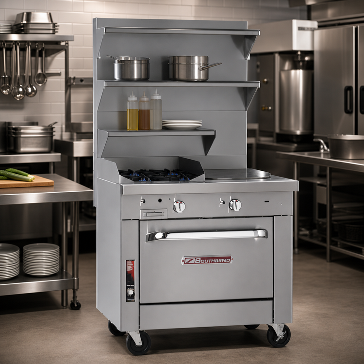 Product image #2 for Southbend Platinum 36-Inch Heavy Duty Gas Range with 2 Open Burners, 2 Hot Tops, and Cabinet Base