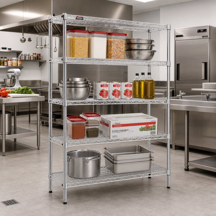 Product image #2 for Eagle Valu-Master Red-i-Pak 4-Tier Wire Shelving Unit, 60 x 18 x 63 Inches, Stationary