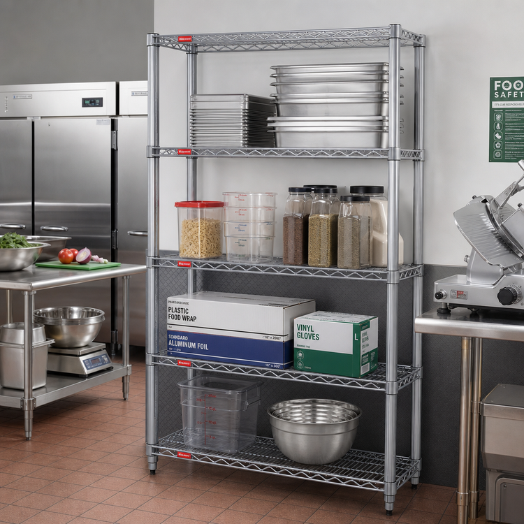 Product image #2 for Eagle Group Valu-Master 4-Tier Wire Shelving Starter Unit, 42W x 18D x 74H