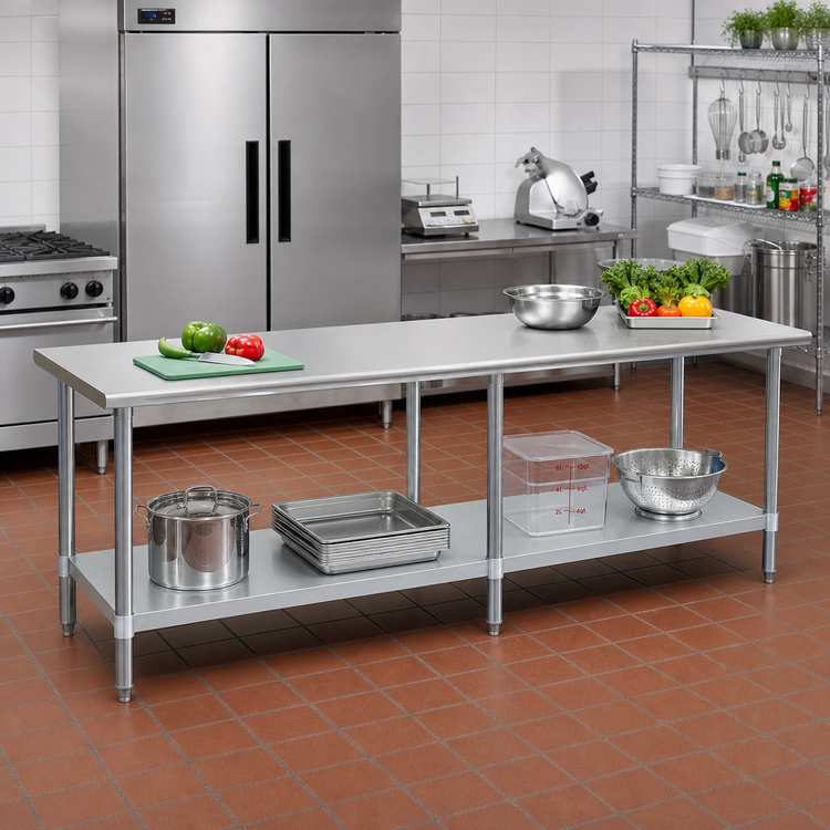 Product image #2 for Eagle Budget Series 108-Inch x 30-Inch Flat Top Work Table with Adjustable Undershelf and Galvanized Base