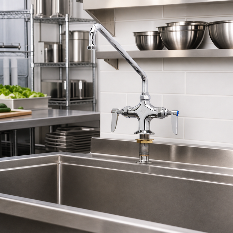 Product image #2 for T&S Brass Single-Hole Deck-Mount Swivel Pantry Mixing Faucet with 12-Inch Swing Nozzle and Stream Regulator Outlet