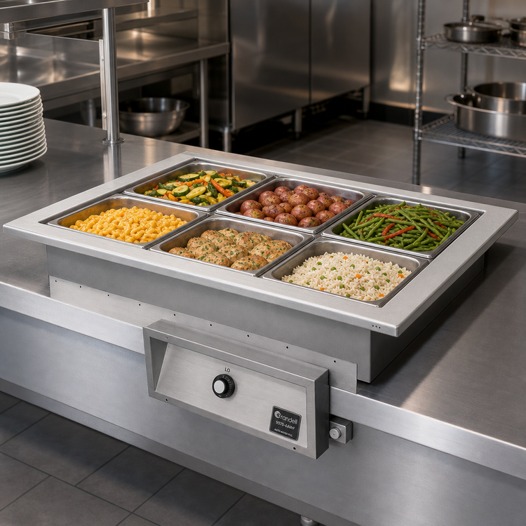 Product image #2 for Randell 9570-6AWF Drop-In Electric Bain-Marie Hot Food Well, 6-Pan, Auto Water Fill
