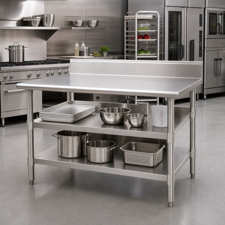Product image #2 for Adjustable Stainless Steel Undershelf for 72 x 30-Inch Work Tables with Uni-Lok Hat Channel Frame
