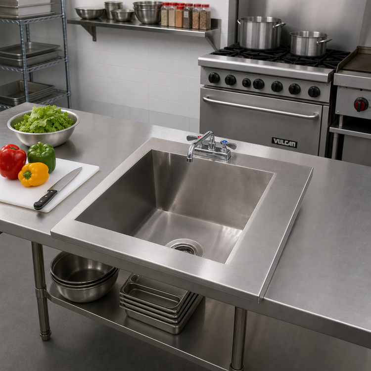 Product image #2 for Advance Tabco TA-11V Single Bowl Welded Table-Top Sink, 16 x 20 x 14-Inch Deep Bowl, Faucet Included