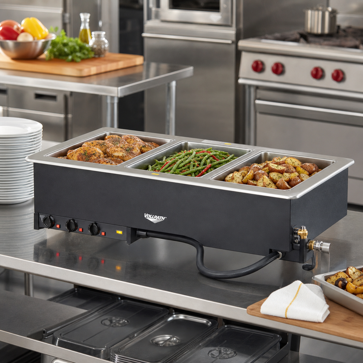 Product image #2 for Vollrath 3-Well Drop-In Electric Hot Food Well with Auto-Fill and Thermostatic Controls