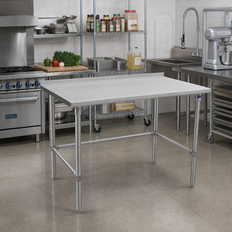 Product image #2 for John Boos Stallion 60" x 30" Stainless Steel Top Work Table with 1-1/2" Rear Riser and Safety Edge