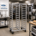 Thumbnail image #2 for Dinex Mobile Double-Bank Full-Height Open-Side Aluminum Utility Rack for 18 x 26 Pans