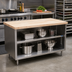 Thumbnail image #2 for BK Resources 60-Inch x 30-Inch Hard Maple Top Chef Table with Open Front Stainless Steel Cabinet Base